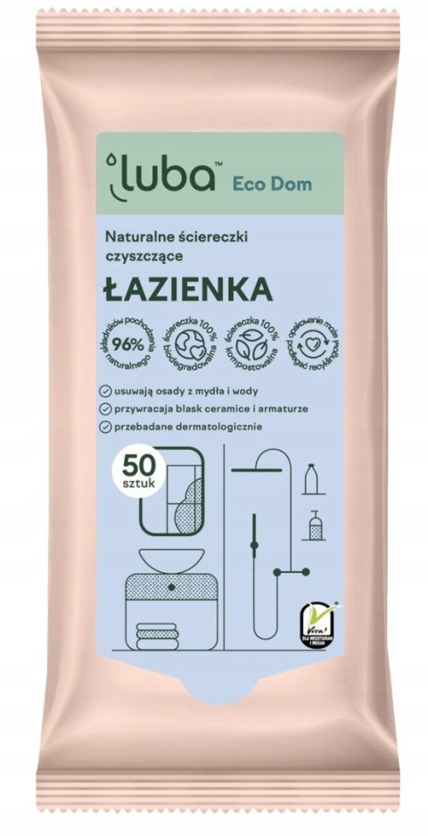 Ściereczki czyszczące 96% naturalne, biodegradowalne ŁAZIENKA 50 szt. Luba Ściereczki czyszczące 96% naturalne, biodegradowalne ŁAZIENKA 50 szt. Luba