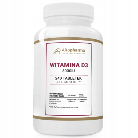 Witamina D3 8000 IU Z LANOLINY 240 tabletek Witamina D3 8000 IU Z LANOLINY 240 tabletek