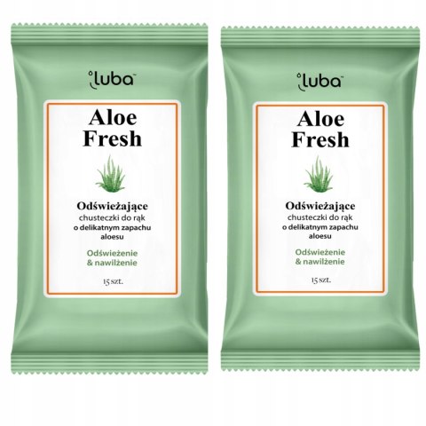 Zestaw Chusteczki do rąk Luba Aloe Fresh 2opakowania po 15szt Magrou Zestaw Chusteczki do rąk Luba Aloe Fresh 2opakowania po 15szt Magrou